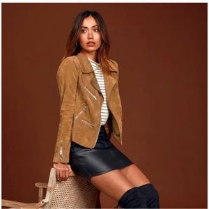 Suede with Love Tan Suede Moto Jacket - Size Small